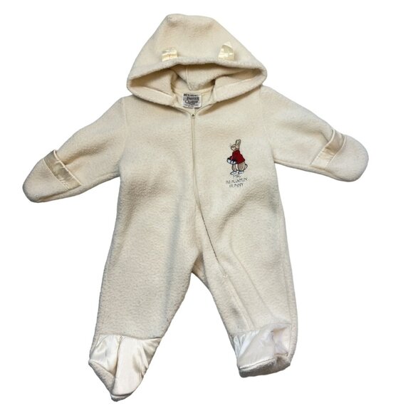Vintage Peter Rabbit Onesie Beatrix Potter Quiltex 6 months Fleece Bunting Suit - Picture 1 of 7